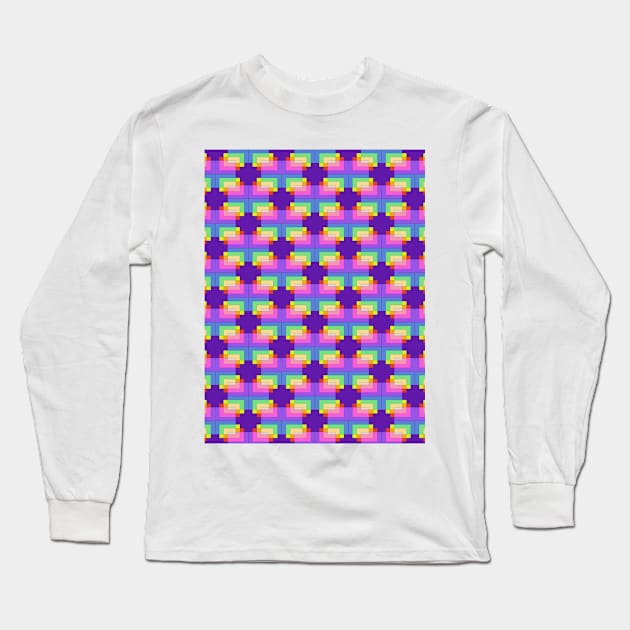 Retro Geometric Prismatic Rainbow Long Sleeve T-Shirt by WickedFaery